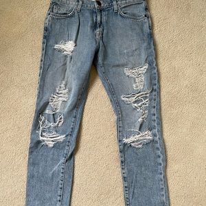 Current Elliott distressed boyfriend jeans
